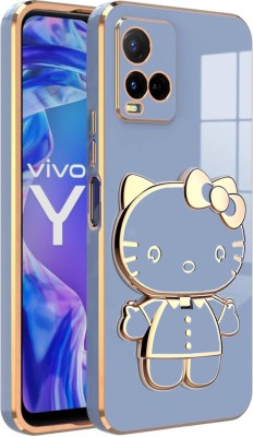 Dallao Back Cover for Vivo Y21 2021, Vivo Y21s, Vivo Y21A Vivo Y33S 3D Kitty with Folding Mirror Stand Slim(Blue, Shock Proof, Silicon, Pack of: 1)