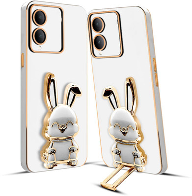 RESOURIS Back Cover for vivo Y17s, vivo Y17s 5G, vivo Y28, vivo Y28 5G(White, Gold, Cases with Holder, Silicon, Pack of: 1)