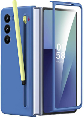 CRUPED Front & Back Case for Luxury Pc Case for Samsung Galaxy Z Fold 7 | Hinge Kickstand + S Pen + Glass(Blue, Pack of: 1)