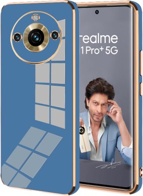 VAPRIF Back Cover for realme 11 Pro+ 5G, Golden Line, Premium Soft Chrome Case | Silicon Gold Border(Blue, Shock Proof, Silicon, Pack of: 1)