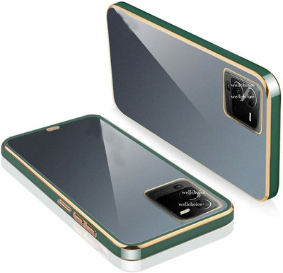 WellWell Back Cover for VIVO V25 PRO 5G ( Gold, Transparent )(Gold, Grip Case, Silicon, Pack of: 1)