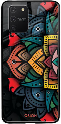 QRIOH Glass Back Cover for Samsung Galaxy S10 lite(Multicolor, Grip Case, Silicon, Pack of: 1)
