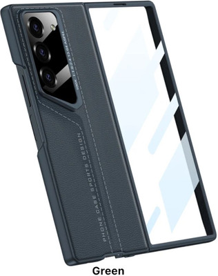 Stylonic Back Cover for Samsung Galaxy Z Fold 6 Leather Blade Design With Inbuilt Front Screen Guard(Green, Grip Case, Pack of: 1)