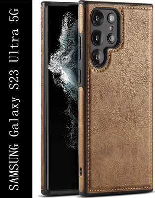 Coverskart Luxury Leather Back Cover for Samsung Galaxy S23 Ultra 5G(Brown, Camera Bump Protector, Pack of: 1)