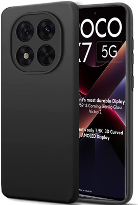 MOBIDEER Back Cover for Poco X7 5G, Mi Redmi Note 14 Pro 5G, Matte Rubberized Soft Silicone Protective Cloth Inside(Black, Dual Protection, Pack of: 1)