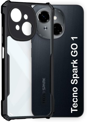 Teleform Back Cover for Tecno Spark Go 1 / Tecno Spark GO 2025 full protection cover(Transparent,Black)(Black, Camera Bump Protector)