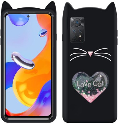 A3sprime Back Cover for Redmi Note 11 Pro 5G, |Soft Silicon with Drop Protective & 3D Heart Love Cat Shaped Case|(Black, 3D Case, Silicon, Pack of: 1)