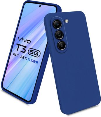 Coverskart Back Cover for Vivo T3 5G Liquid Silicone Soft Full Body Protection inside Velvet Case(Blue, Camera Bump Protector, Silicon, Pack of: 1)