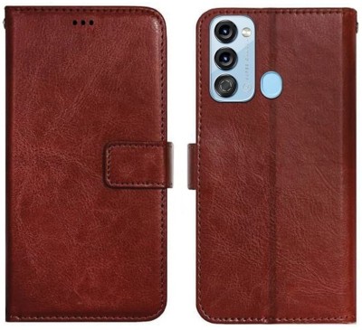 CaseDeal Flip Cover for Itel Vision 3, S661LP Rubber Tpu Inside(Brown, Card Holder, Pack of: 1)