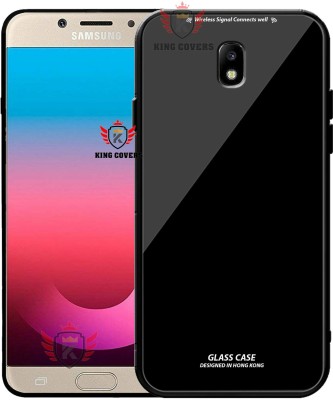 KING COVERS Back Cover for Samsung Galaxy J7 Pro, Luxurious 9H Toughened Glass Back Case Shockproof TPU Bumper(Black, Dual Protection, Pack of: 1)