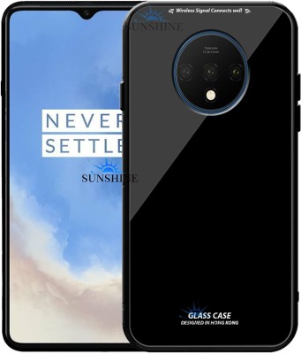 SUNSHINE Back Cover for ONEPLUS-7T, Luxurious 9H Toughened Glass Back Case Shockproof TPU Bumper(Black, Dual Protection, Pack of: 1)