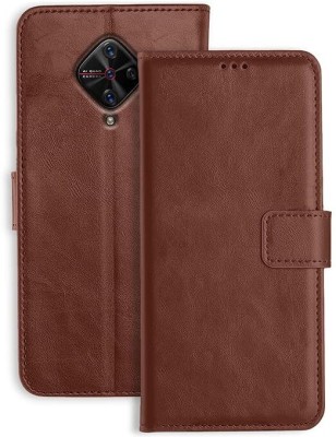 BITON Back Cover for Vivo_S1_Pro_Brown Flip Cover | PU Leather Finish | 360 Protection | Wallet & Stand(Brown, Hard Case, Pack of: 1)