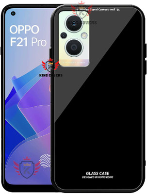 KING COVERS Back Cover for GLS_OPPO-F21 PRO (5G)_BLK, Luxurious 9H Toughened Glass Back Case Shockproof TPU Bumper(Black, Dual Protection, Pack of: 1)