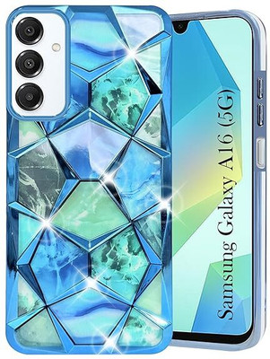 Kosher Traders Back Cover for Samsung Galaxy A16 5g ( Dual Design Glitter Sparkle and Detachable Diamond Print Case )(Blue, Dual Protection)