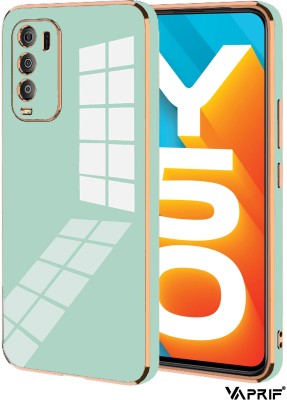 VAPRIF Back Cover for Vivo Y50, Vivo Y30, Golden Line, Premium Soft Chrome Case | Silicon Gold Border(Green, Shock Proof, Silicon, Pack of: 1)