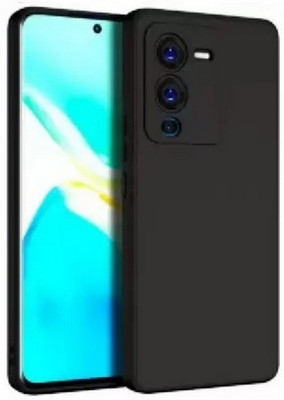S-Softline Back Cover for Vivo V25 Pro 5G, inner Soft Microfiber Cloth Cushion Lining pocket-friendly Slim profile(Black, Silicon)