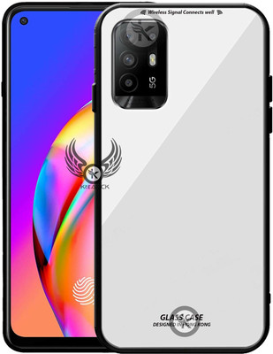 Kreatick Back Cover for OPPO-F19 PRO PLUS (5G), Luxurious 9H Toughened Glass Back Case Shockproof TPU Bumper(White, Dual Protection, Pack of: 1)