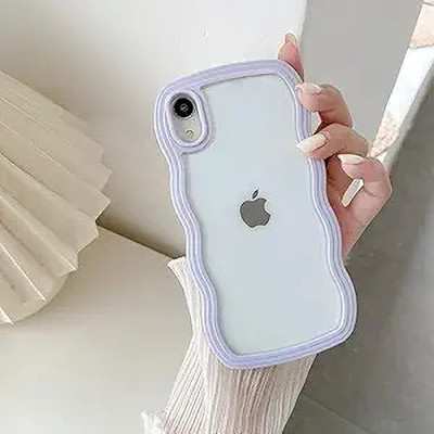 Ally Selection Back Cover for Back Cover Cute Curly Wave Frame Clear Case Transparent Soft Silicone Cover for iphone XR(Purple, Shock Proof, Pack of: 1)
