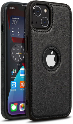 MOBILOVE Back Cover for Apple iPhone 13 / iPhone 14 | PU Leather Flexible Soft With Logo View Back Case Cover(Black, Shock Proof, Pack of: 1)