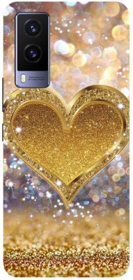 DIKRO Back Cover for vivo V21e 5G, V2055, GOLDEN, SPARKLE, HEART, DIL(Gold, Hard Case, Pack of: 1)