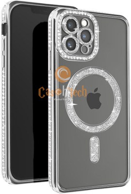 casohitech Back Cover for Apple iPhone 12 Pro, iPhone 12 Pro, Bling Rhineston, Sparkle Diamond, Camera Lens, Logo View(Silver, Magsafe, Pack of: 1)