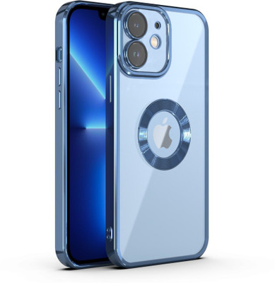 HSRPRO Back Cover for ELECTROPLATING LOGO CUT IPHONE 12(Blue, Electroplated, Pack of: 1)