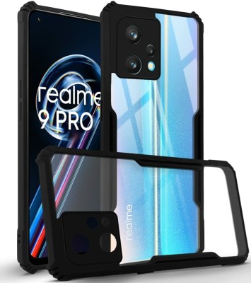 SUNSHINE Back Cover for REALME-9 PRO PLUS (Crystal Glass Back | Camera Protection | Shockproof Bumpers )(Black, Grip Case, Pack of: 1)