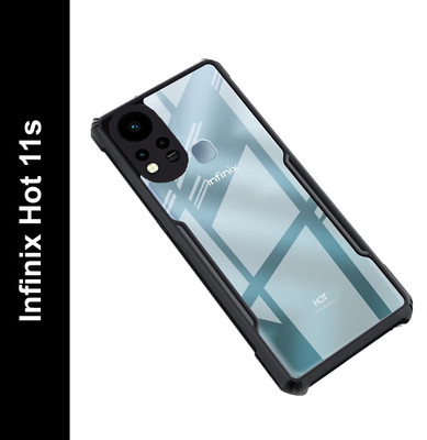LOGELI Back Cover for Infinix Hot 11s(Transparent, Black, Camera Bump Protector, Pack of: 1)