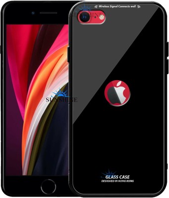 SUNSHINE Back Cover for IPHONE-SE (2020), Luxurious 9H Toughened Glass Back Case Shockproof TPU Bumper(Black, Dual Protection, Pack of: 1)