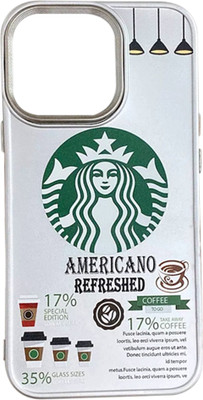 RS INTERNATIONAL Back Cover for iPhone 13 Pro Max Silver Silicone Coffee Print Back Cover(Silver, Dual Protection, Silicon, Pack of: 1)