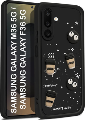 Vshop Back Cover for Samsung Galaxy M36 5G, Samsung Galaxy F36 5G Cute Fun Cartoon 3D Ball Coffee Case(Black, 3D Case, Silicon, Pack of: 1)