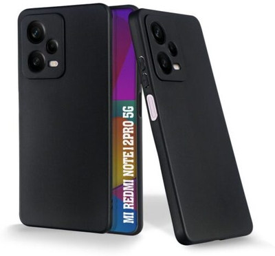 AyaanshSmart Back Cover for Plain Black Soft Silicone Case for Xiaomi Redmi Note 12 Pro (5G)(Black, Silicon, Pack of: 1)