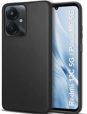 YAFILO Back Cover for Redmi 13C 5G / Poco M6 5G Protective Design|Black Matte Finish|Camera Bump Protection|Case(Black, Flexible, Silicon, Pack of: 1)