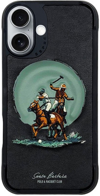 Santa Barbara Back Cover for Santa barbara Awesome Look Polo-Embossed for iPhone 16(Black, Camera Bump Protector, Pack of: 1)