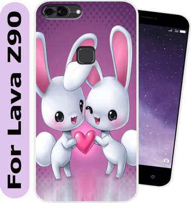 Unitrend Back Cover for Lava Z90(Pink, White, Flexible, Silicon, Pack of: 1)