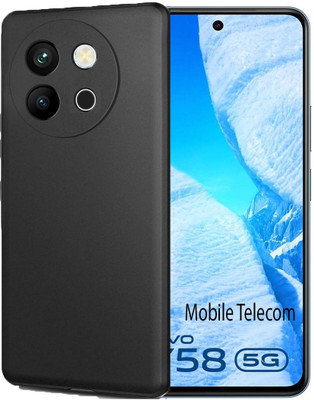 S-Softline Back Cover for Vivo Y58 5G, Microfiber Cloth Cushion shock-absorbent/scratch resistant(Black, Silicon)