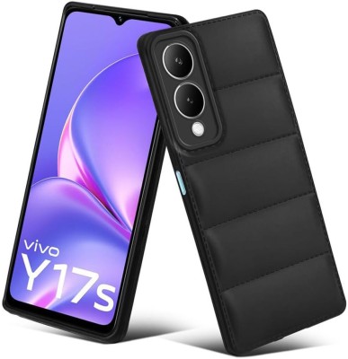 KARAS Back Cover for Vivo Y17s | Liquid Silicon Matte Soft Case | Puff Case(Black, Camera Bump Protector, Silicon, Pack of: 1)