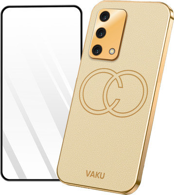 Vaku Luxos Back Cover for Oppo F19s, Skylar Soft TPU Case with 9H ESD Anti-Static Tempered Glass Combo(Gold, Dual Protection, Pack of: 1)