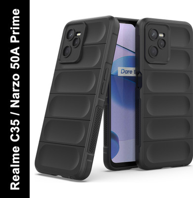 Zapcase Back Cover for Realme C35, Realme Narzo 50A Prime(Black, 3D Case, Silicon, Pack of: 1)