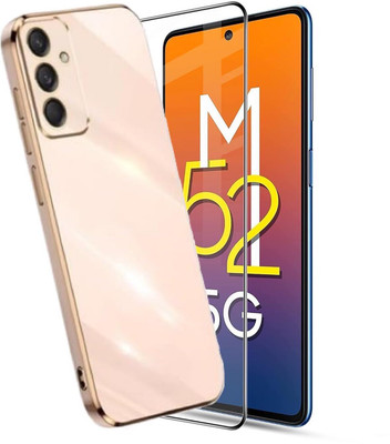 A3sprime Edge To Edge Tempered Glass for Samsung Galaxy M52 5G with 1 Piece Soft TPU Anti-Slip Built-in Camera Protector Back Cover(Pack of 2)