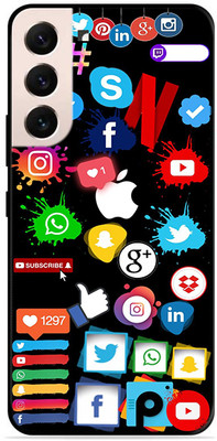 FAZAKA Back Cover for SAMSUNG Galaxy S21 Plus On Glossy Metal Phone Cover | SOCIAL MEDIA(Multicolor, Dual Protection, Pack of: 1)