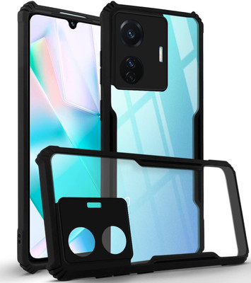 Kreatick Back Cover for VIVO-T1 PRO (5G) (Crystal Glass Back | Camera Protection | Shockproof Bumpers )(Black, Grip Case, Pack of: 1)