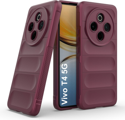 Zapcase Back Cover for Vivo T4 5G(Maroon, 3D Case, Silicon, Pack of: 1)