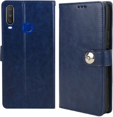 CaseDeal Back Cover for Vivo U10, 1916, V1928A Inside Pockets with Leather Finish & Inbuilt Stand(Blue, Shock Proof, Pack of: 1)