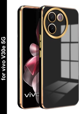 RESOURIS Back Cover for Vivo V30E, Vivo V30E 5G(Black, Gold, Camera Bump Protector, Silicon, Pack of: 1)