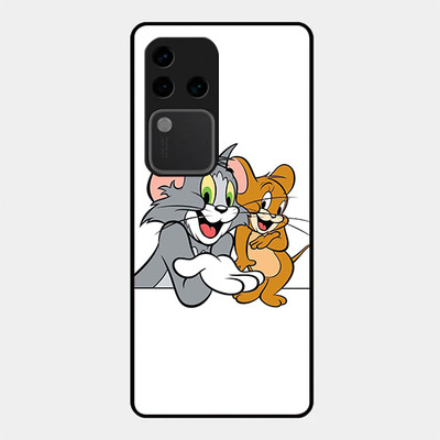 FAZAKA Back Cover for VIVO V30 Pro 5G On Glossy Metal Phone Cover | WHITE TOM JERRY(Multicolor, Dual Protection, Pack of: 1)