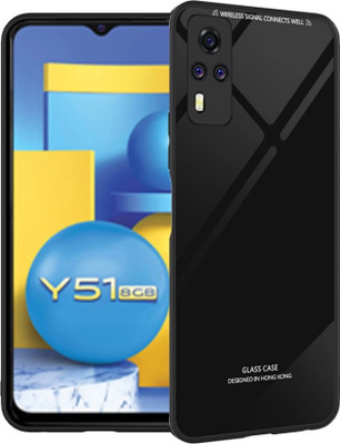 MOBILOVE Back Cover for Vivo Y51 / Vivo Y31 / Vivo Y51A / Vivo Y53s | Toughened Glass With Soft Silicone Side Case(Black, Hard Case, Pack of: 1)