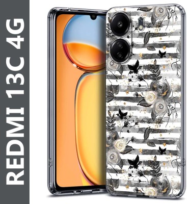 Fashionury Back Cover for Redmi 13C 4G(White, Black, Grip Case, Silicon, Pack of: 1)
