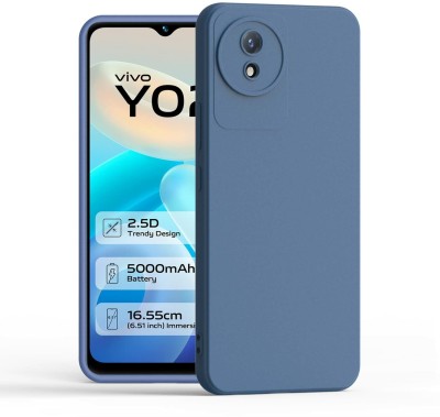 S-Softline Back Cover for Vivo Y02, inner Soft Microfiber Cloth Cushion Lining Gloss Finish Silicon Candy Case(Blue, Pack of: 1)