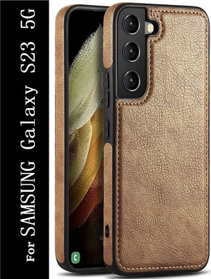 Coverskart Luxury Leather Back Cover for Samsung Galaxy S23 5G(Brown, Camera Bump Protector, Pack of: 1)